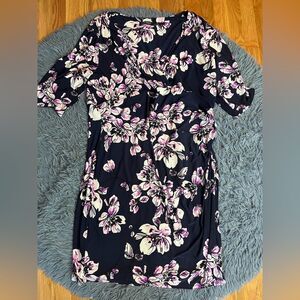 Lauren Ralph Lauren Navy Floral Print Midi Dress Size 22 W
